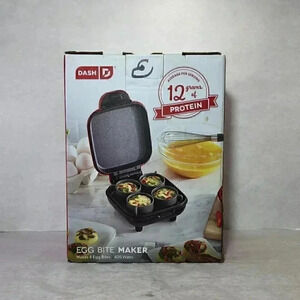 DASH Egg Bite Maker Fast Heating w/ 4 Silicone Molds & Recipe Guide NEW! Red